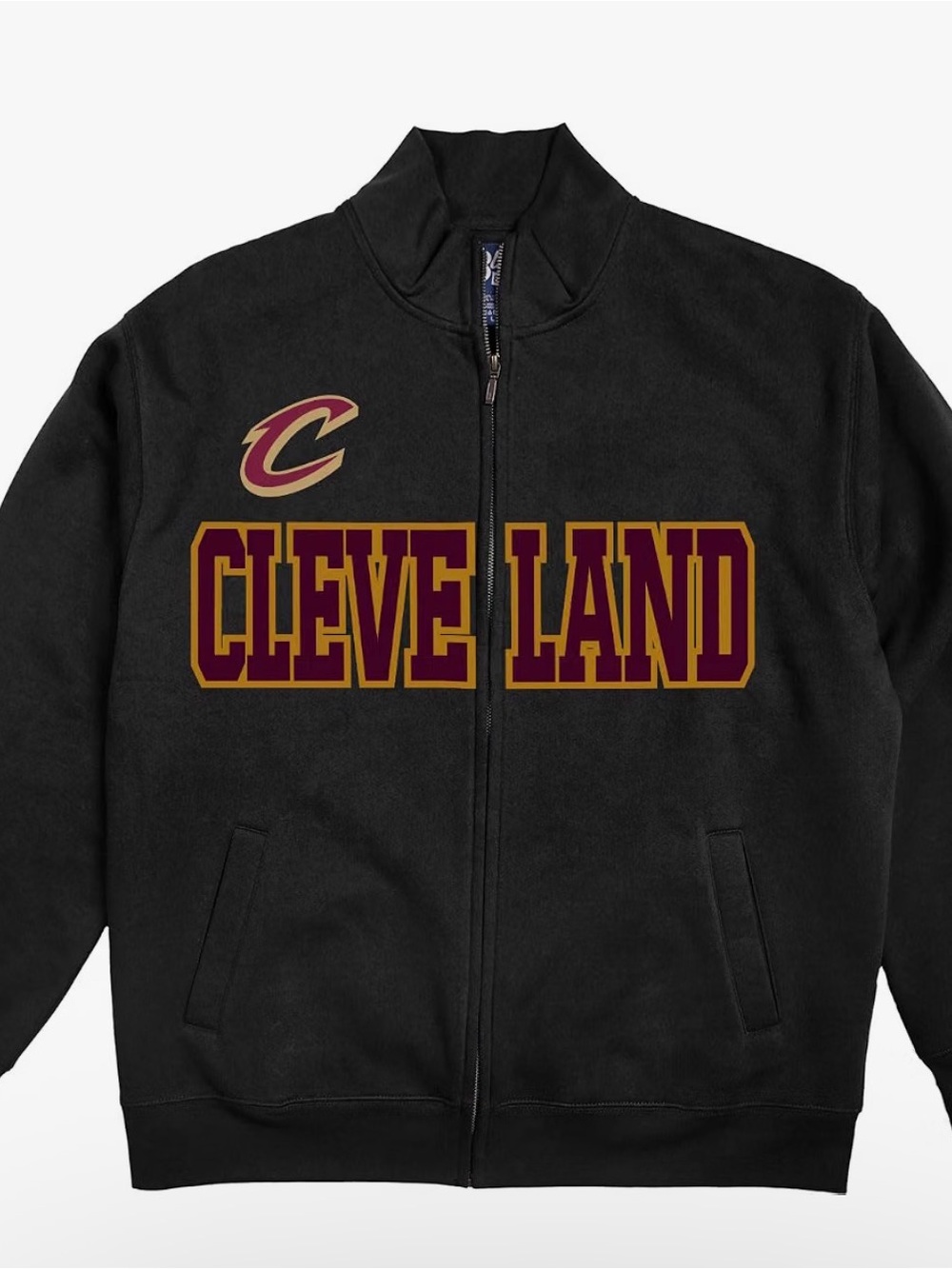 Men's Full-Zip Sweater Jacket - Black with Maroon & Gold Lettering